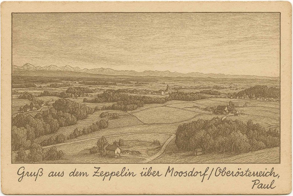 Moosdorf luftaufnahme alte postkarte paul
