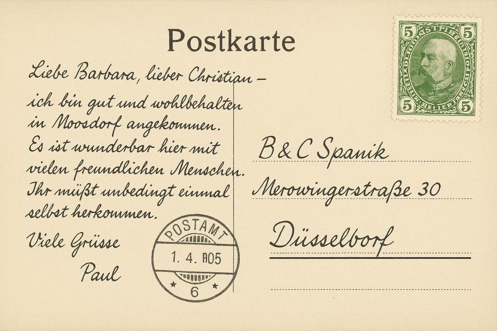 Postkarten rückseite aus moosdorf