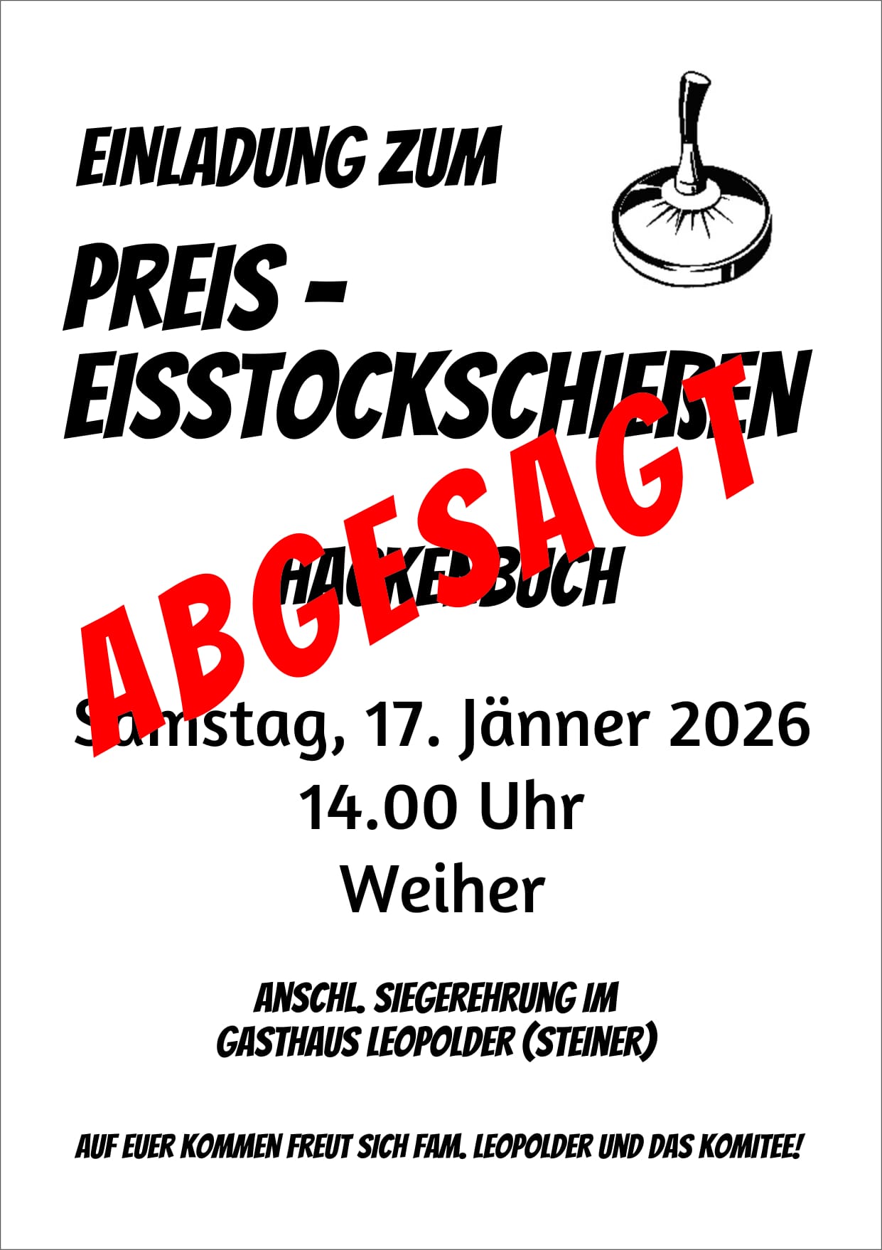 Absage Eisstock schießen