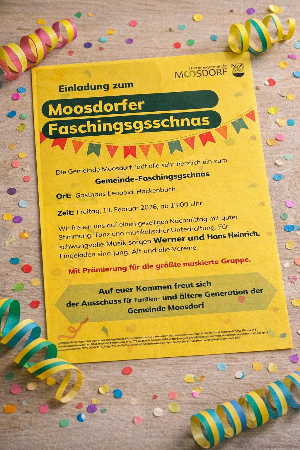 Faschingsgschnass Gemeinde Moosdorf Leopolder MDL